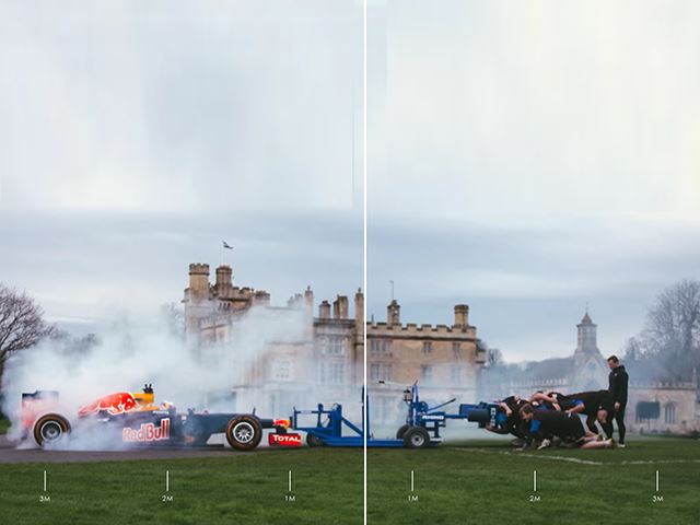Новый сумасшедший трюк Red Bull – регбисты против машины Формулы 1
